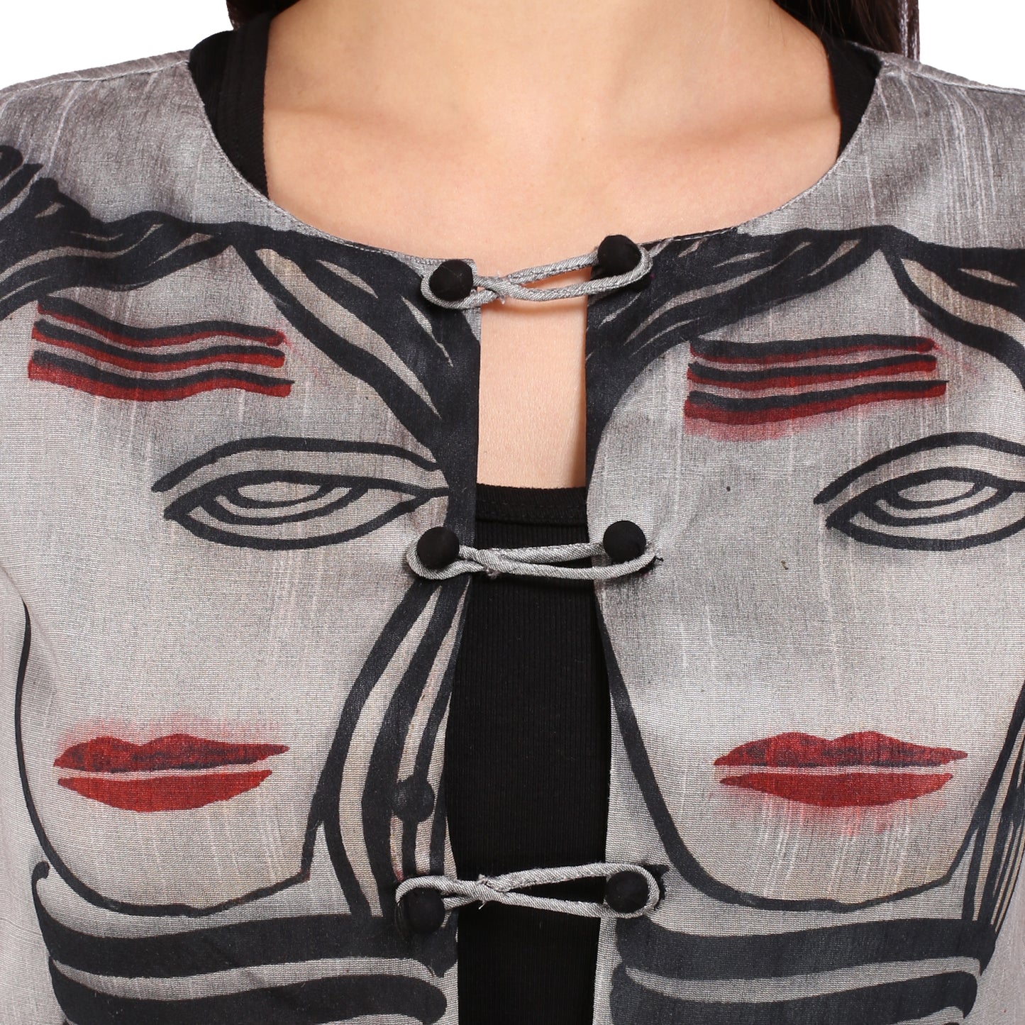 Digital Printed Long Silk Blend Jacket