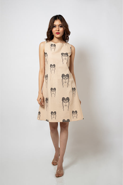 Printed cotton dress with exclusive artwork