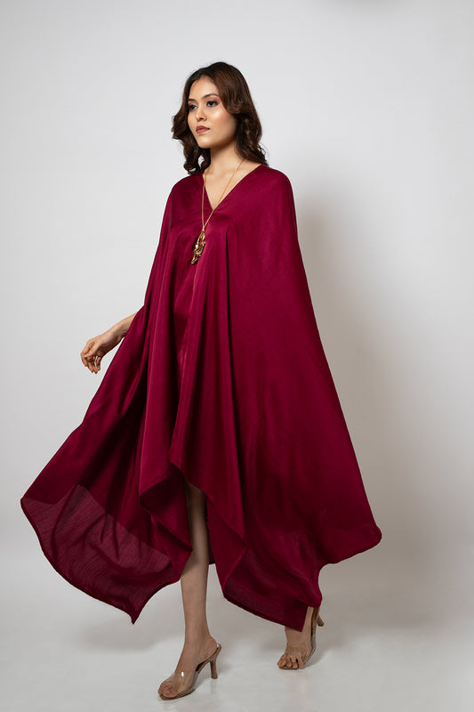 6. A Burgandy zero waste silk blend dress