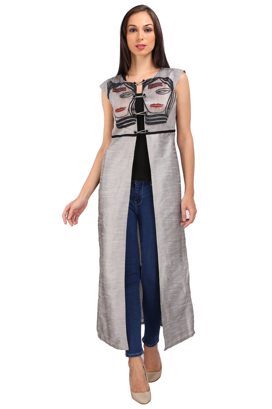 Silk blend jacket with exclusive artwork printed