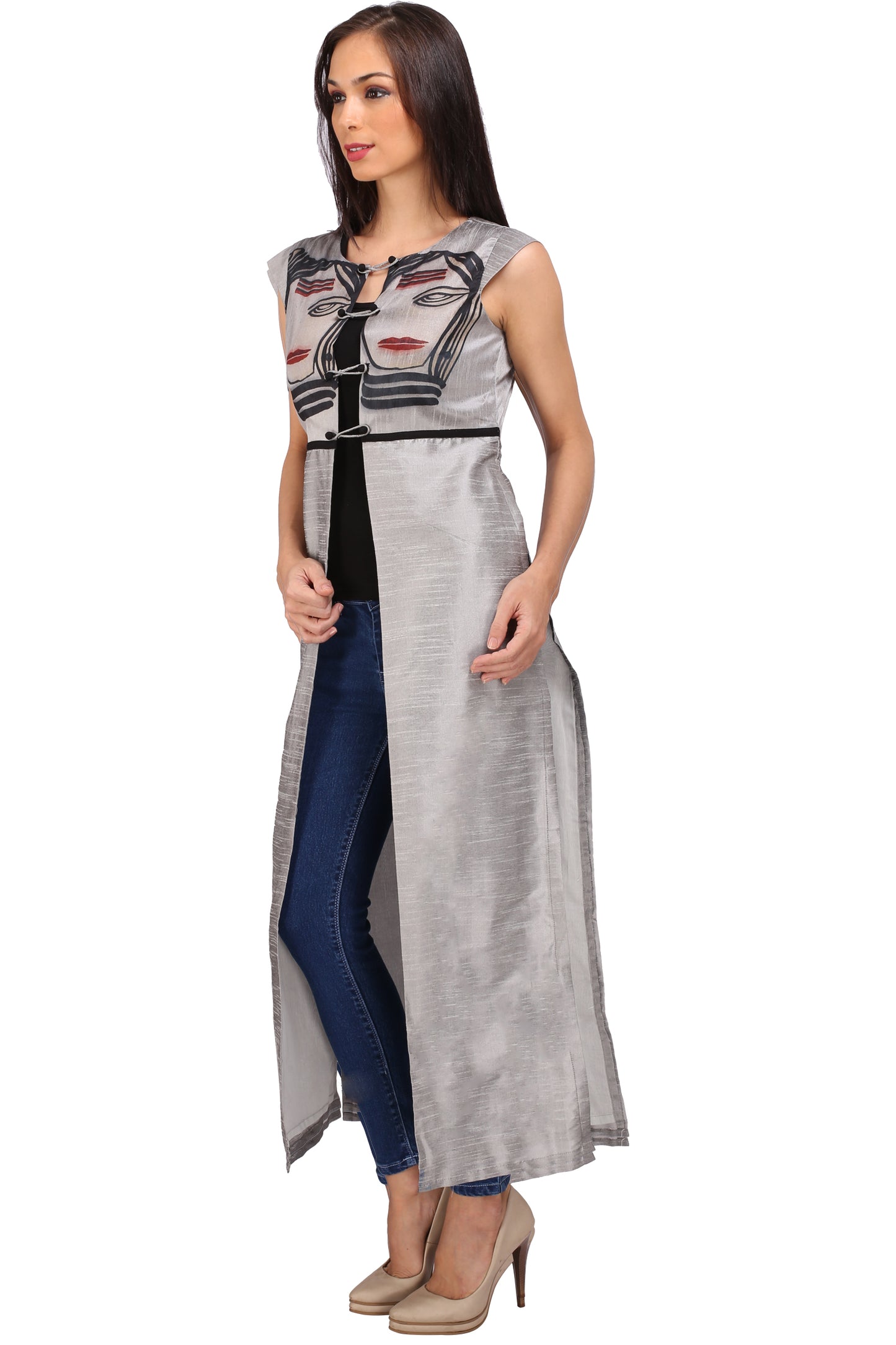 Silk blend jacket with exclusive artwork printed