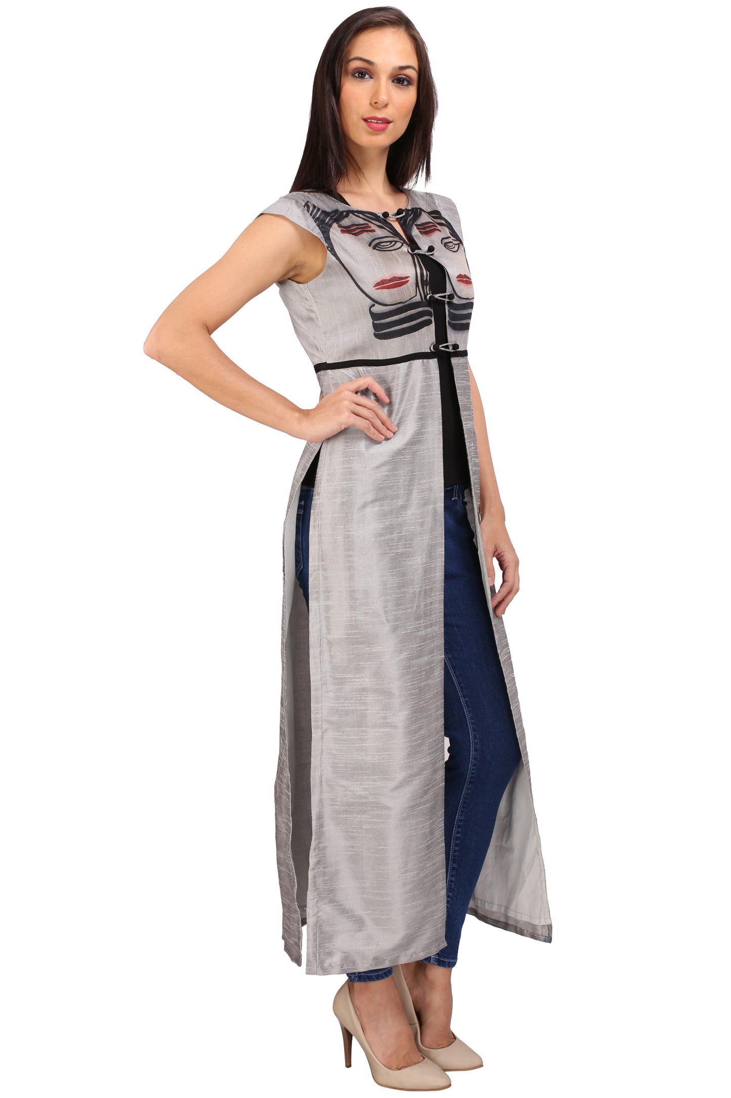 Silk blend jacket with exclusive artwork printed
